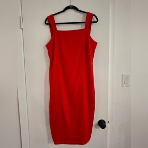 Linen Blend Vibrant Red Sleeveless Sheath Dress for Cocktail Nights